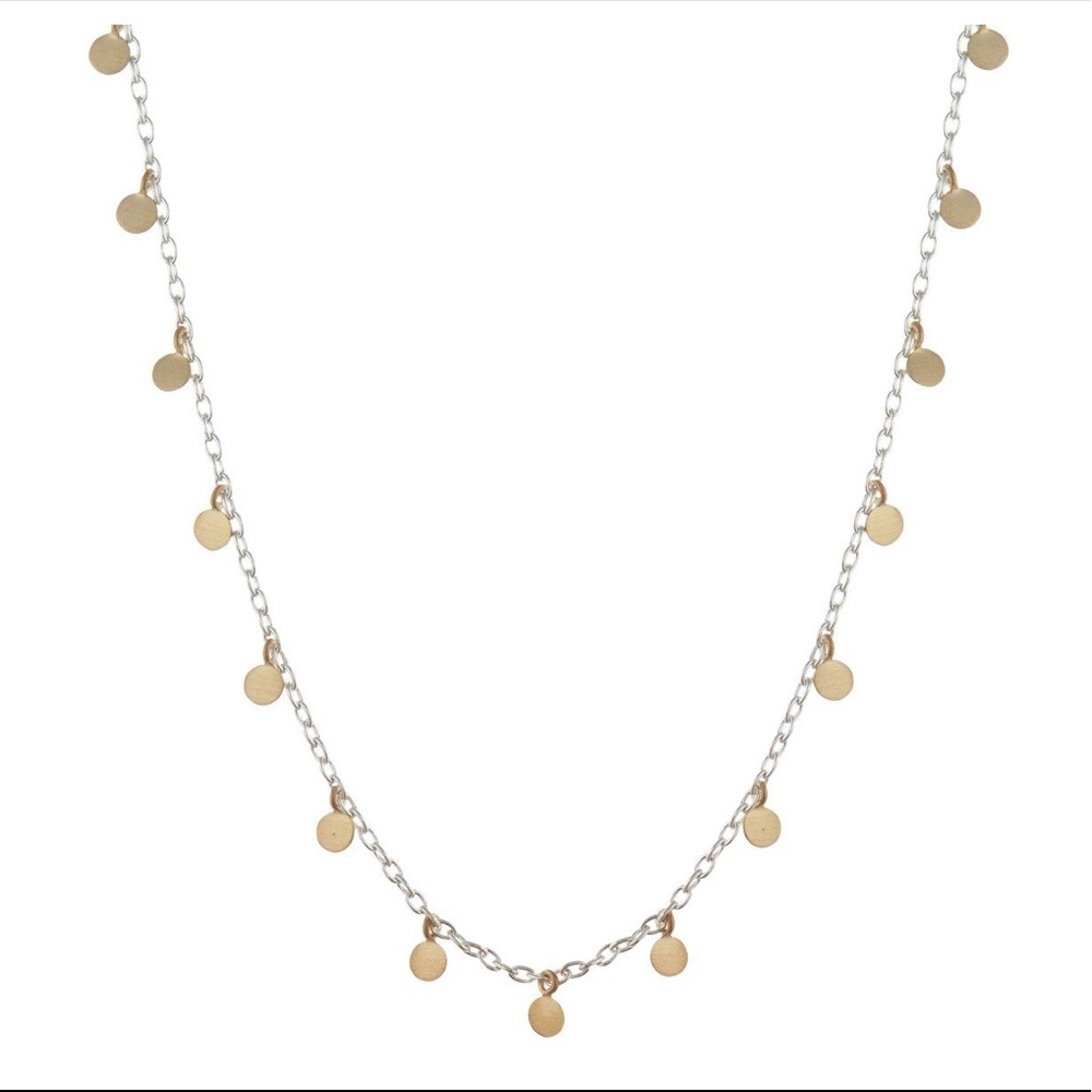 Me & Ro 10k gold discs on silver chain